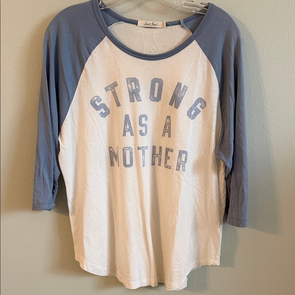 Junk Food Clothing Blue and White Raglan Top